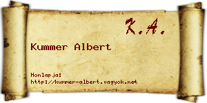 Kummer Albert névjegykártya